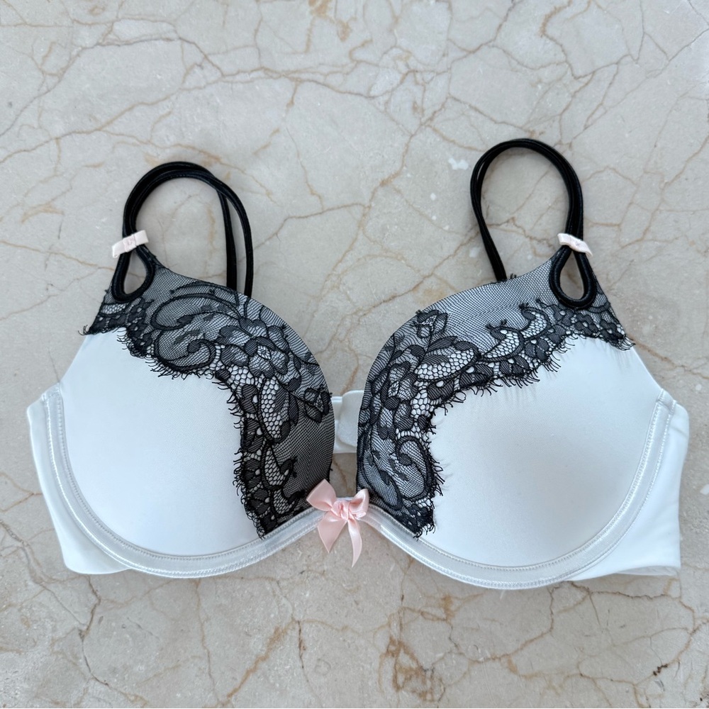 Victoria's Secret White Bra & Black Lace.